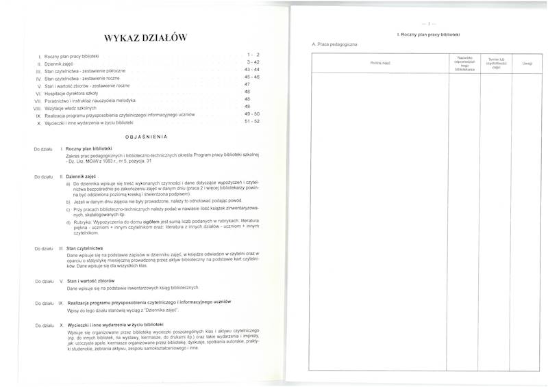 Dziennik biblioteki szkolnej MEN-I/8 D18