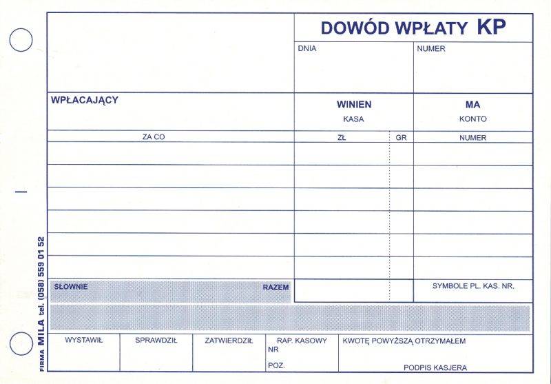 Dowód wpłaty KP 80k. K-102s