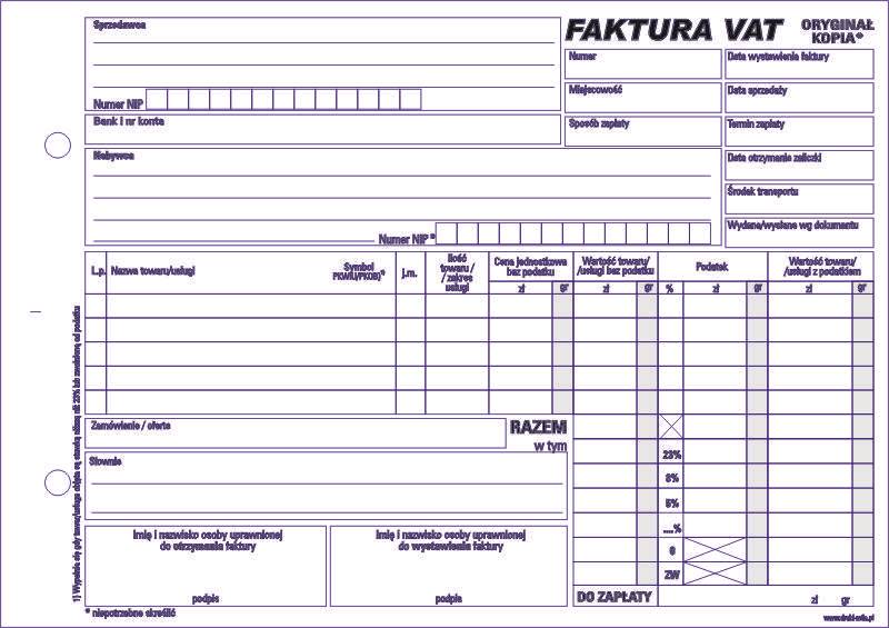 Faktura VAT A5 O/K /80/ F-250
