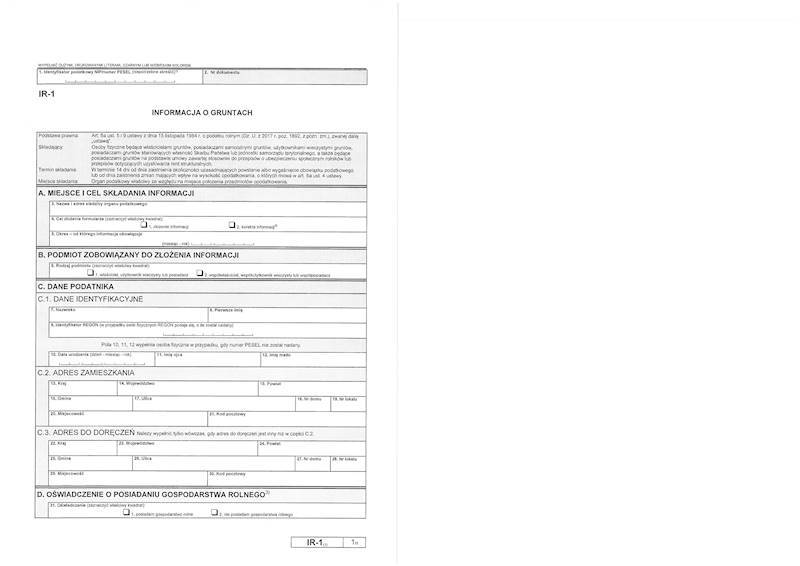 Informacja o gruntach IR-1