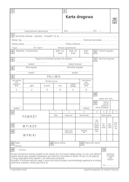 Karta drogowa A-5/80k./ Sm-101