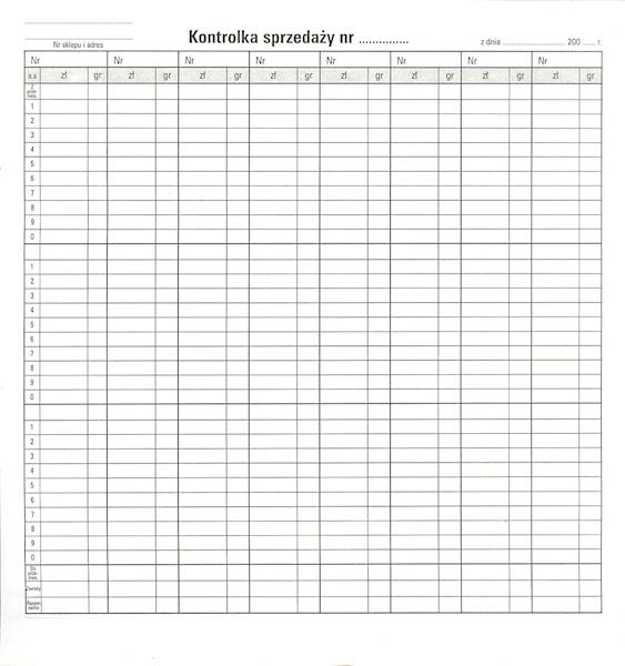 Kontrolka sprzedaży 2/3A4/80k./