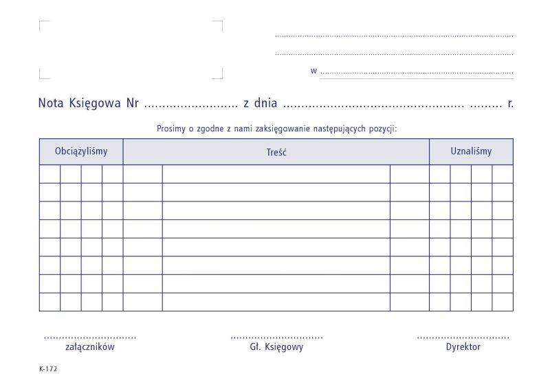 Nota księgowa zewnętrzna A5 samokopia K-172s