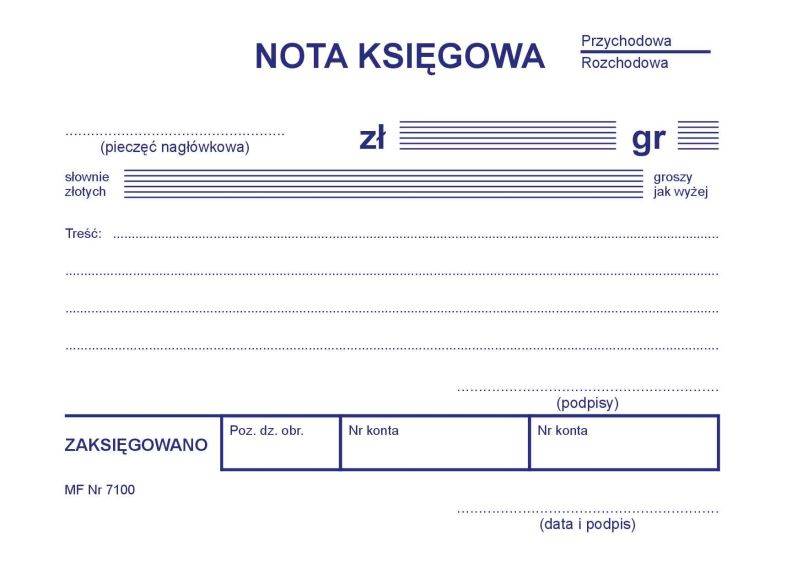 Nota księgowa A6s/80k./ samokopia