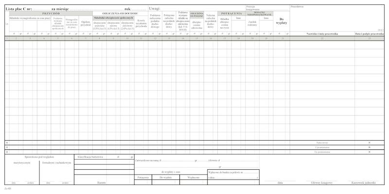 Lista płac C 1/2A2 /80k./offset