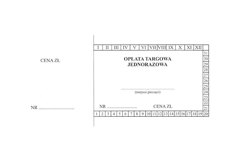 Opłata targowa bez numeracji