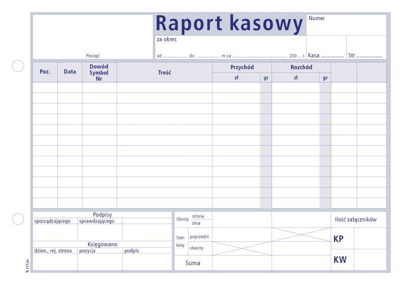 Raport kasowy A-5s /80k./
