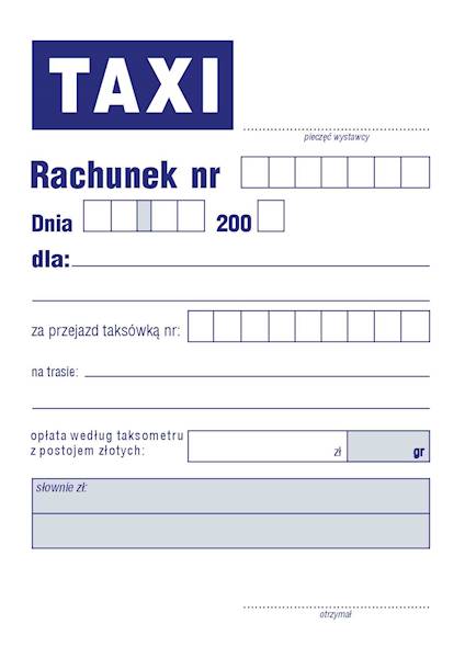 Rachunek TAXI samokop./80k./