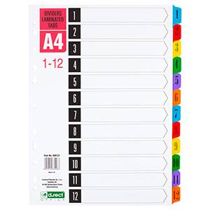 Przekładki A4 12-kol D. Rect  lamin.