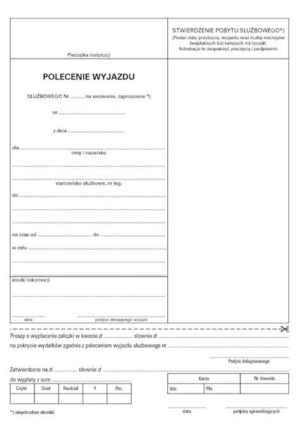 Polecenie wyjazdu  służbowego delegacja Os-232