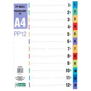Przekładki A4 12 kol. D.RECT PP 9402