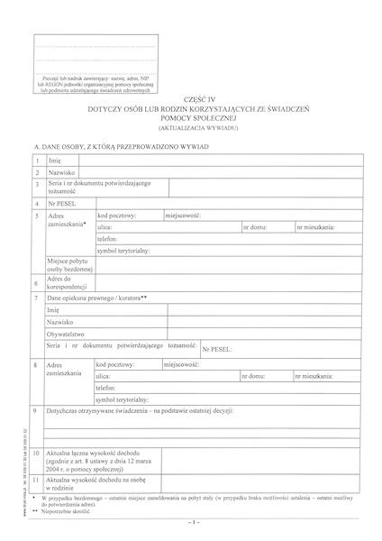 Wywiad środowiskowy cz. IV/aktualizacja op.100 szt