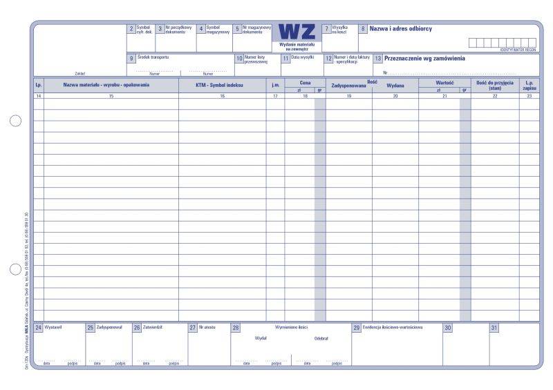 Wydanie materiału WZ A4s Gm-1204  80k.