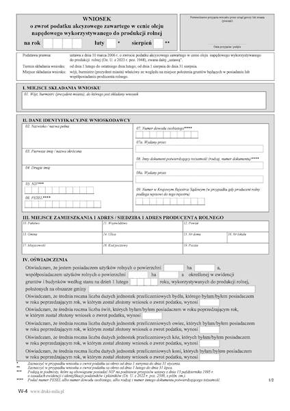 Wniosek o zwrot podatku akcyzowego 100k.