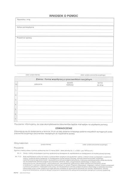 Wniosek o pomoc OPS A4 WOP-4
