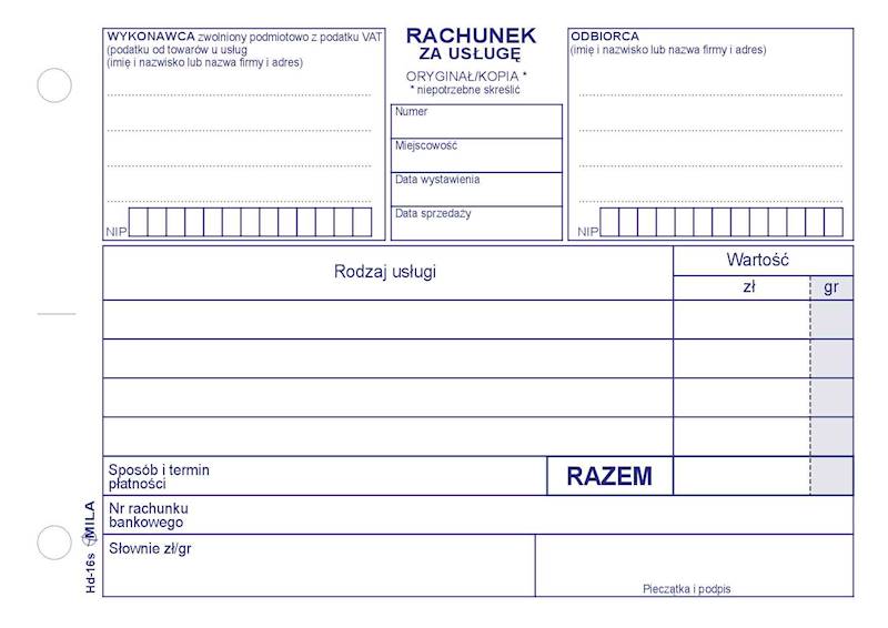 Rachunek za usługę A6 80k.