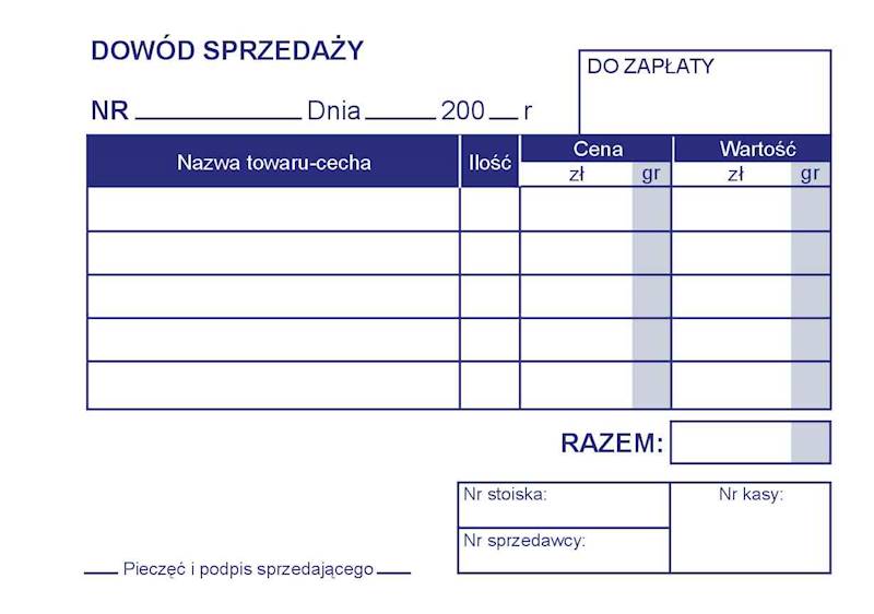 Dowód sprzedaży A7 80k. offset