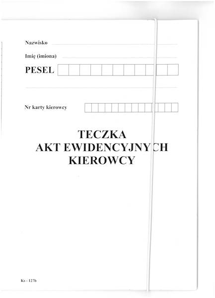 Teczka akt ewidencyjnych kierowcy B5 KS-127A