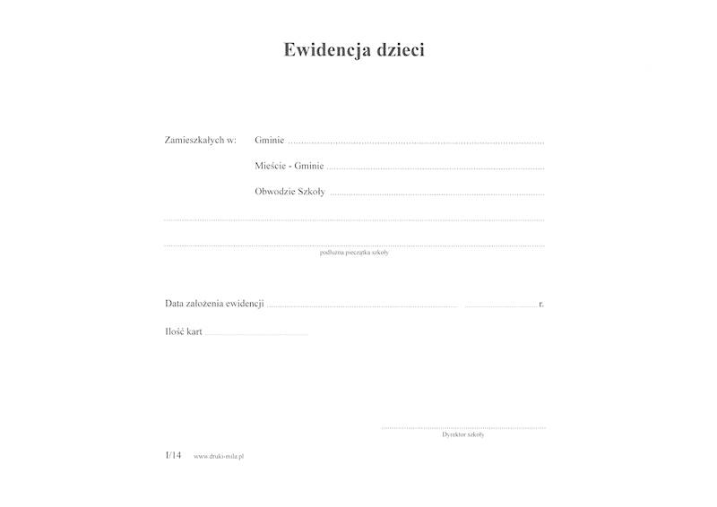 Księga ewidencji dzieci MEN-I/14
