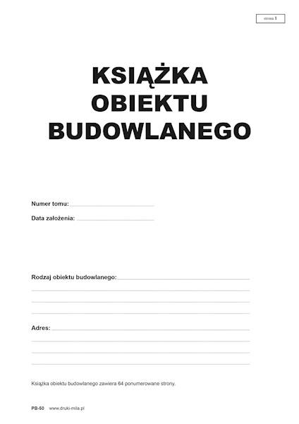 Książka obiektu budowlanego twarda oprawa Pb-50
