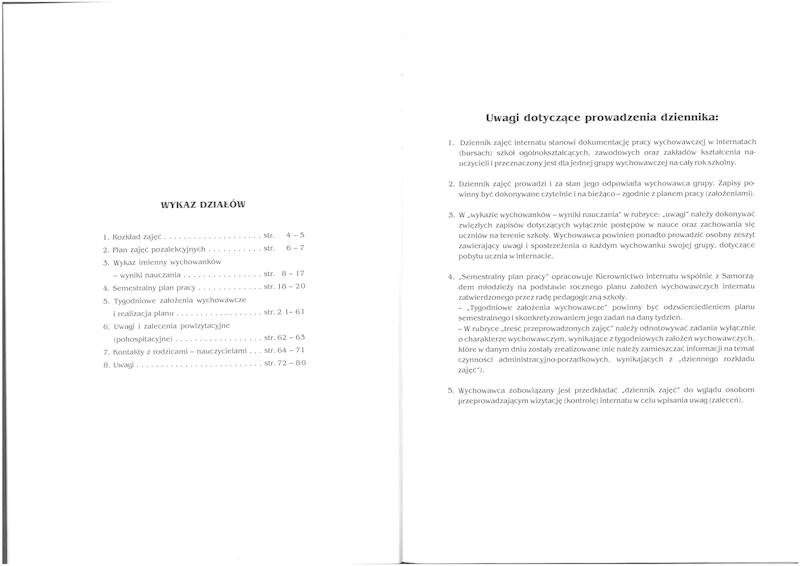 Dziennik zajęć internatu MEN-I/31 DZI