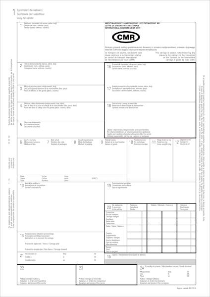 Międzynarodowy list przewozowy A4/100k. 5odc.20kpl