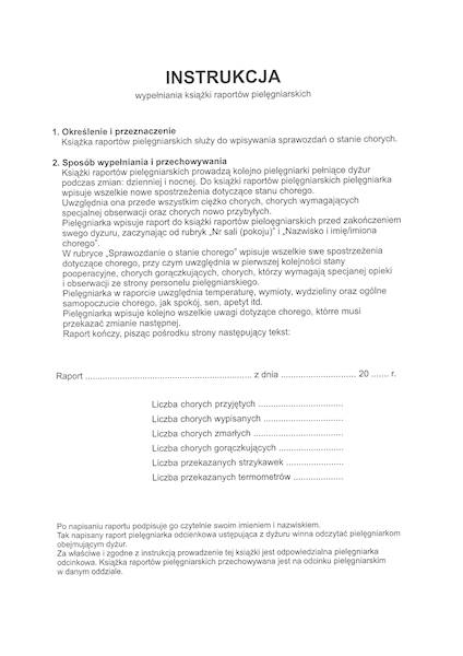Książka raportów pielęgniarskich MZ/szp-15