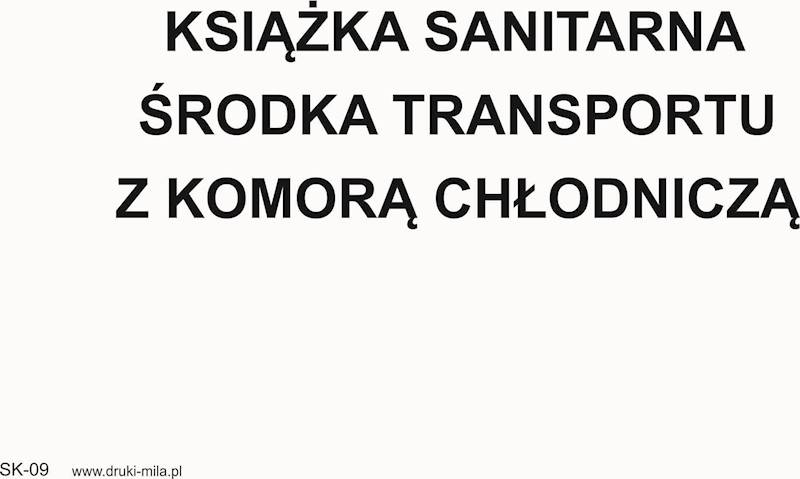 Książka sanitarna środka transportu z komorą chłod