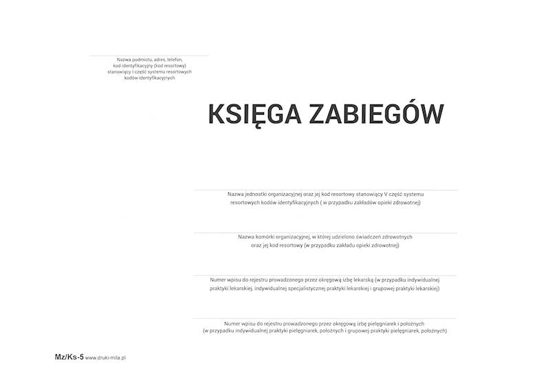 Książka zabiegów oddział A4 100k. MZ/KS-5