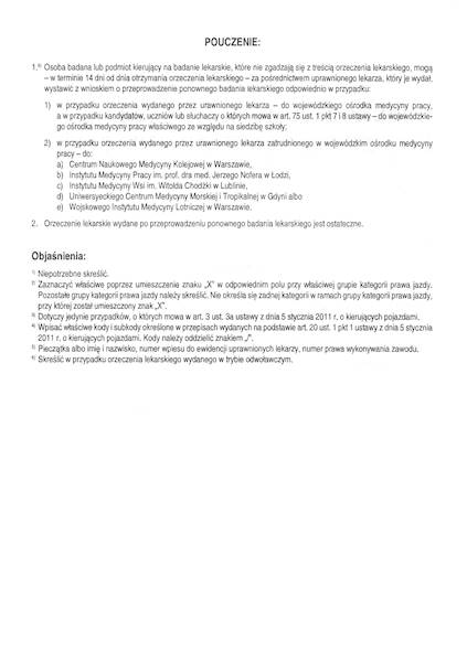 Orzeczenie lekarskie Art. 75 dla kierowców Mz/L-6