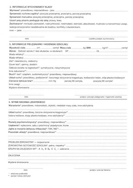 Karta badania i rozwoju zdrowia dziecka 6 l Hsz-12