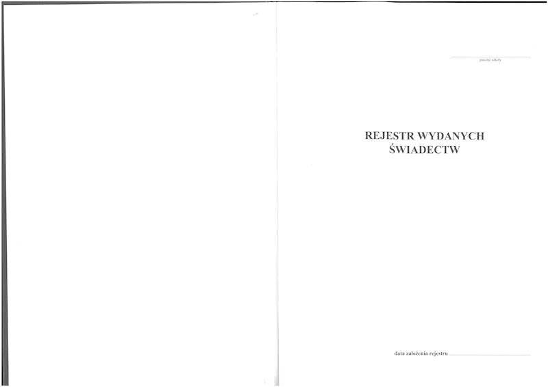 Rejestr wydanych świadectw RWŚ MEN-I/22