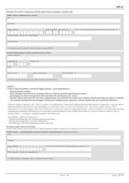 WNIOSEK SR-4 spec. zas. opiek.