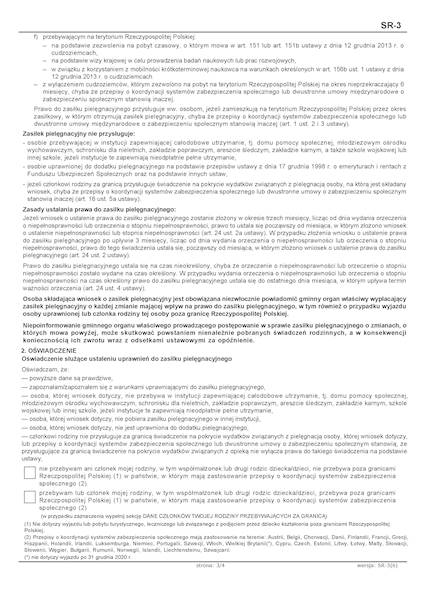 WNIOSEK SR-3 Zasiłek pielęgnacyjny