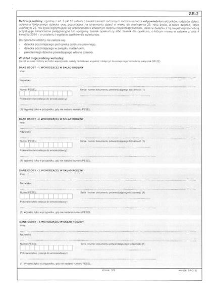 Wniosek o ustalenie jednorazowej zapomogi SR-2
