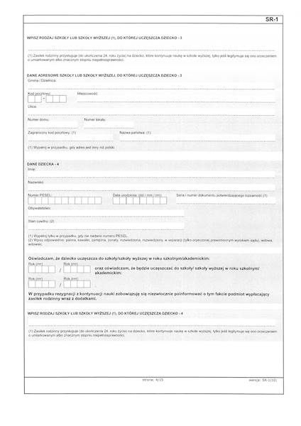 WNIOSEK o ustalenie prawa do zas. rodz.SR-1 