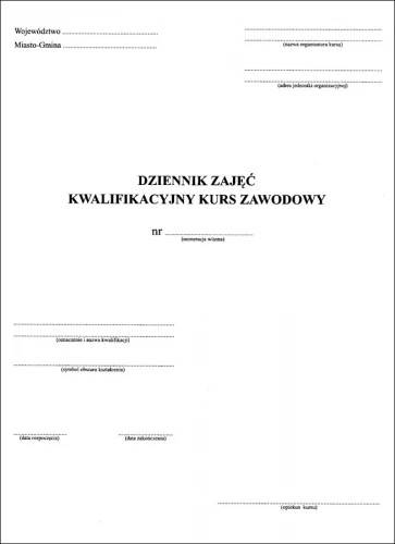 Dziennik zajęć kwalifikacyjny kurs zawodowy