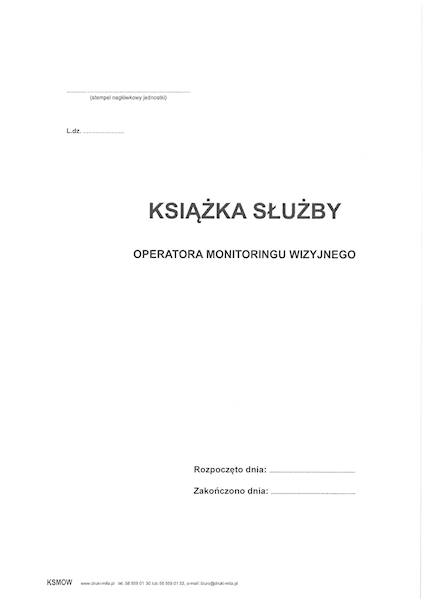 Książka służby operatora monitoringu wizyjnego