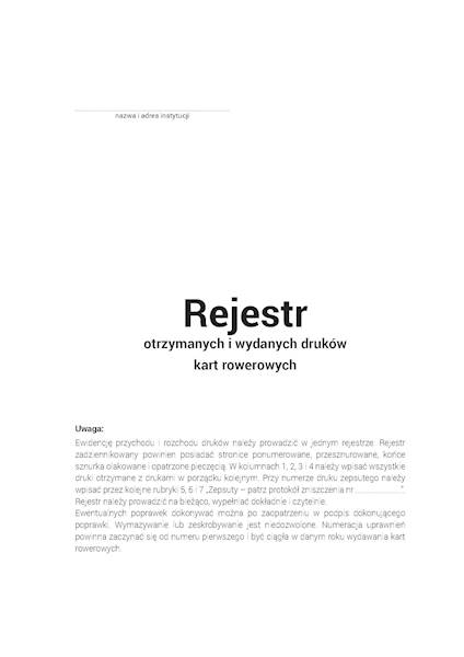 Rejestr wydanych i otrzymanych kart rowerowych