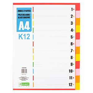 Przekładki A4 12 kol. karton