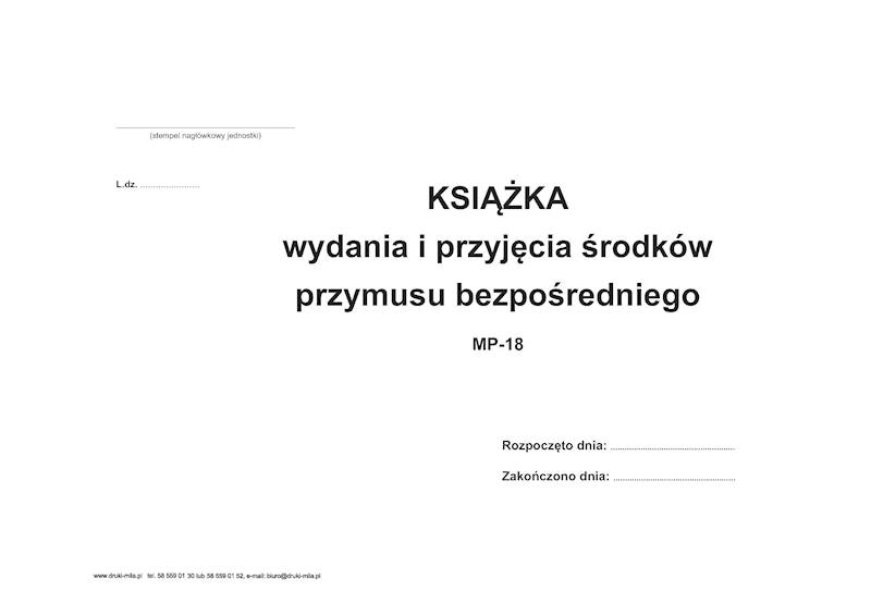 MP-18 Książka wyd. i przyj. środków przymusu bezp.