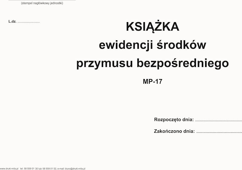 MP-17 Książka ewidencji środków przymusu bezpośr. 