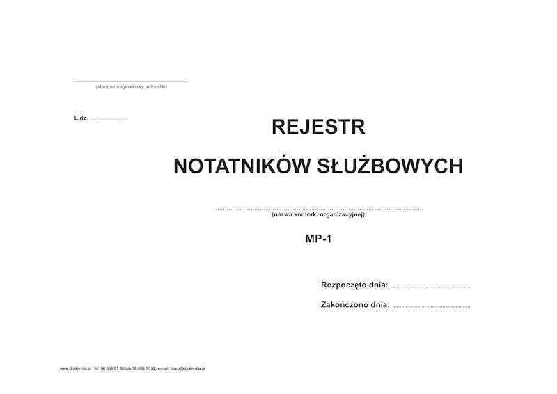 MP-1 Rejestr notatników służbowych