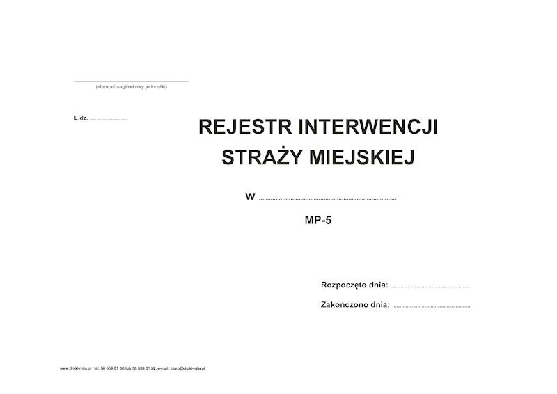 MP-5 Rejestr interwencji straży miejskiej 