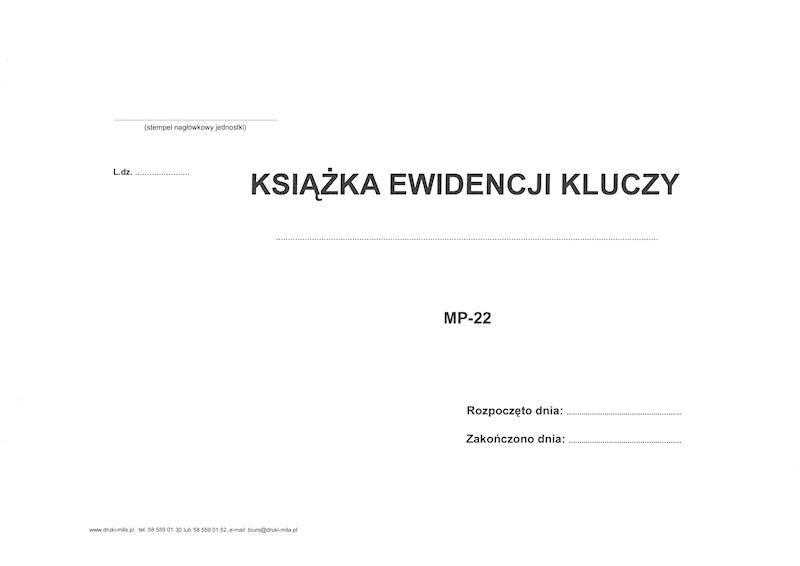 MP-22 Książka ewidencji kluczy 