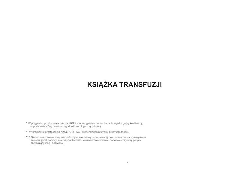 Książka transfuzji A4 100k. twarda oprawa