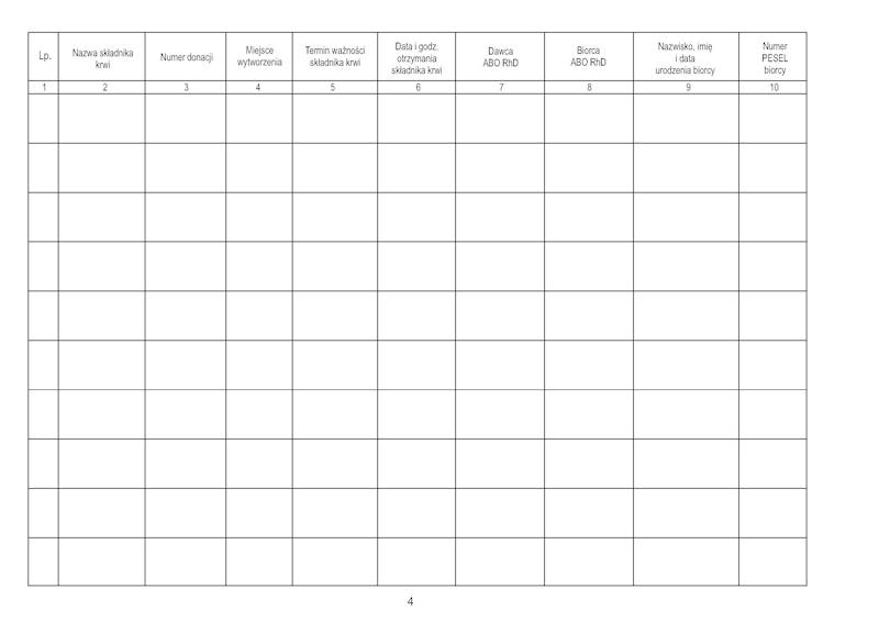 Książka transfuzji A4 100k. twarda oprawa