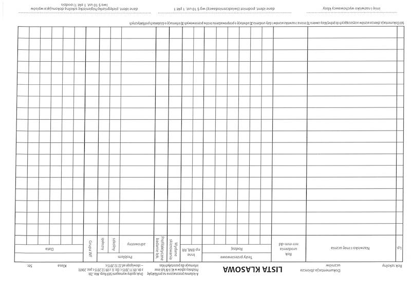 Lista klasowa A4 100k. MZ/HSZ-4