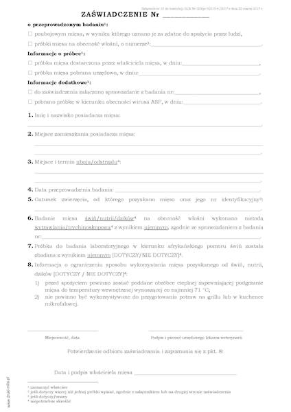 Zaświadczenie o przeprowadzonym badaniu