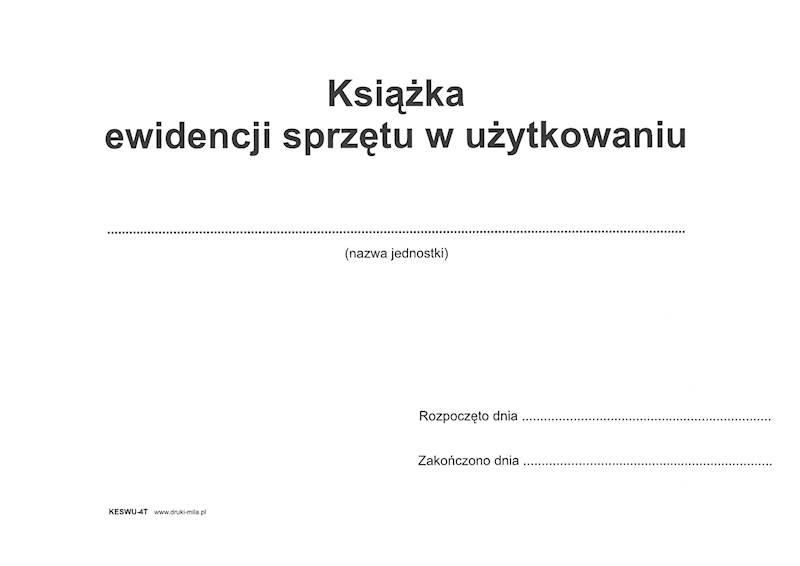 Książka ewidencji sprzętu w użytkowaniu A4 100k. t